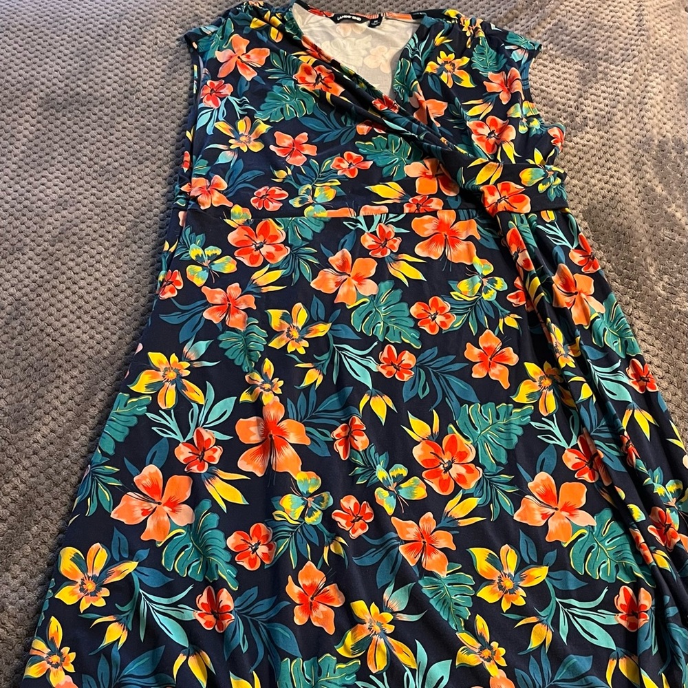 3x Lands' End Women's Cap Sleeve Surplice Wrap Maxi Dress - Print